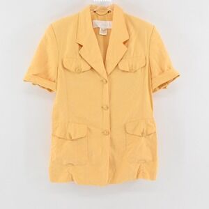 Vtg ESCADA Womens‎ Butter Yellow Linen Top Size 40 Layering Safari Utility 80s